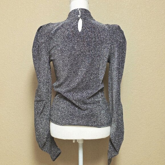 Steve Madden Estella Metallic Puff Shoulder Knit Top - Picture 6 of 16